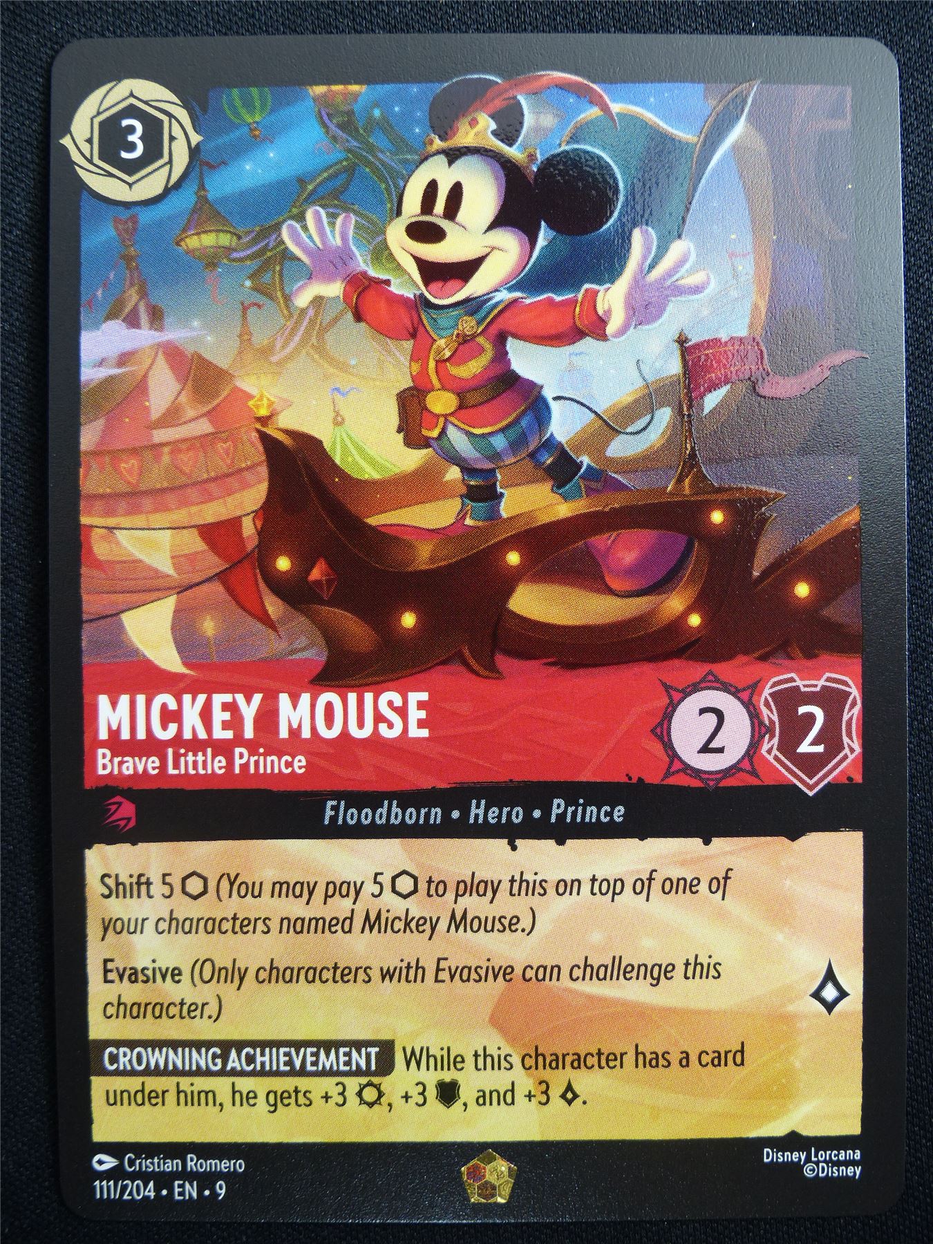 Mickey Mouse Brave Little Prince 111/204 - Lorcana Card #314
