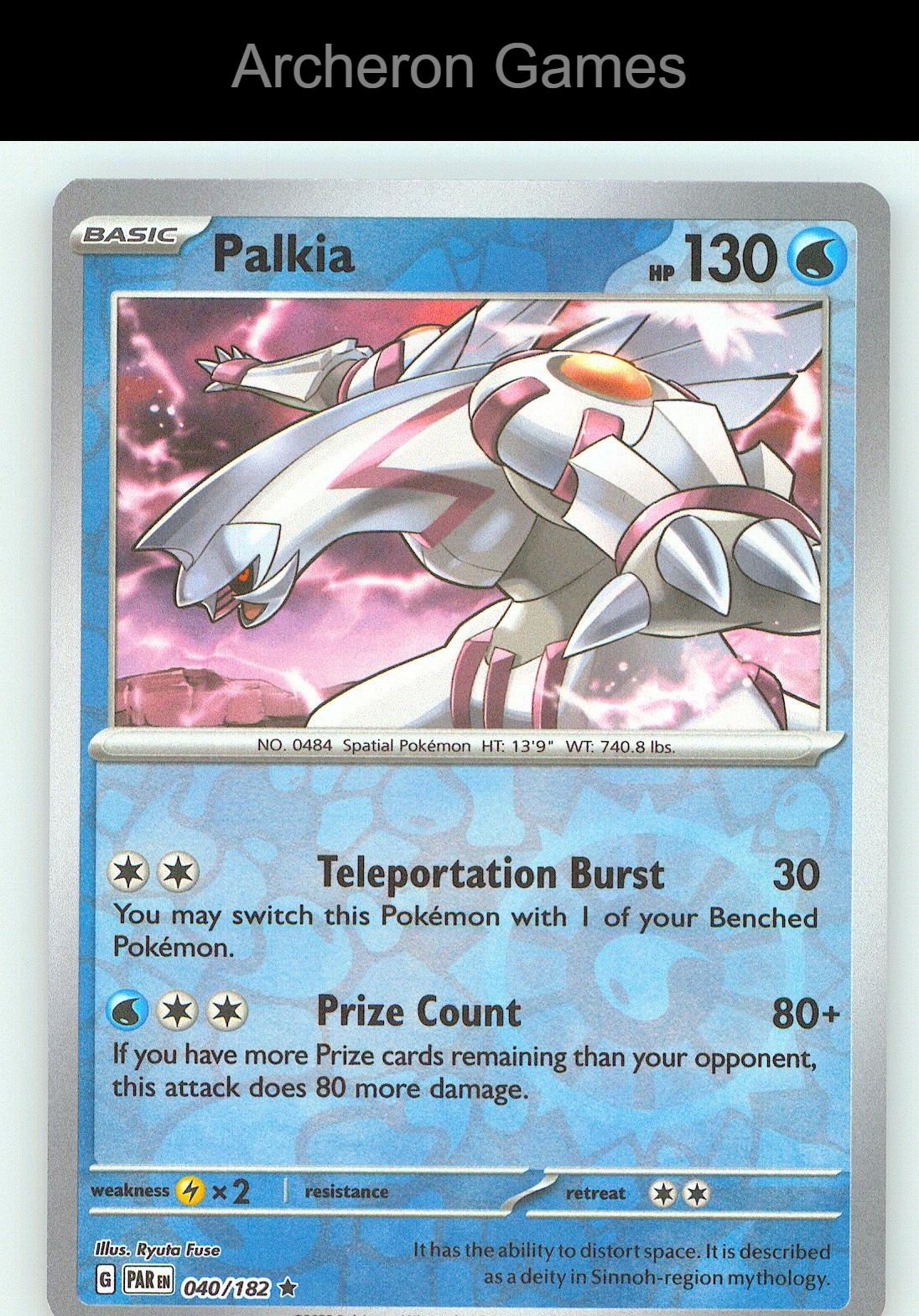 Pokemon Card Palkia PAR 040/182 R Paradox Rift Reverse Holo