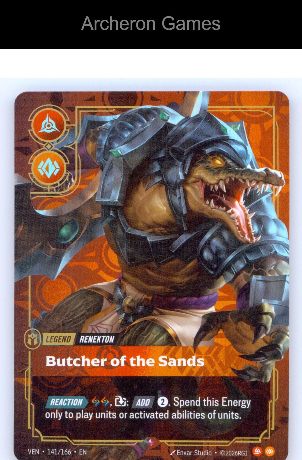 Renekton - Butcher of the Sands VEN 141/166 R Vendetta Riftbound Card