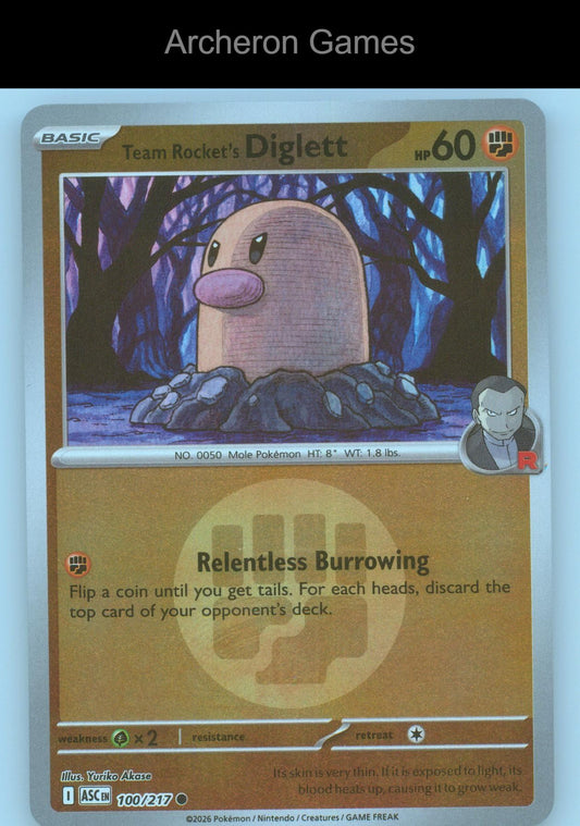 Pokemon Card Team Rocket's Diglett ( Pattern) ASC 100/217  Reverse Holo