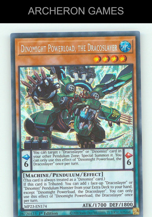 Dinomight Powerload, the Dracoslayer SEC YUGIOH Card