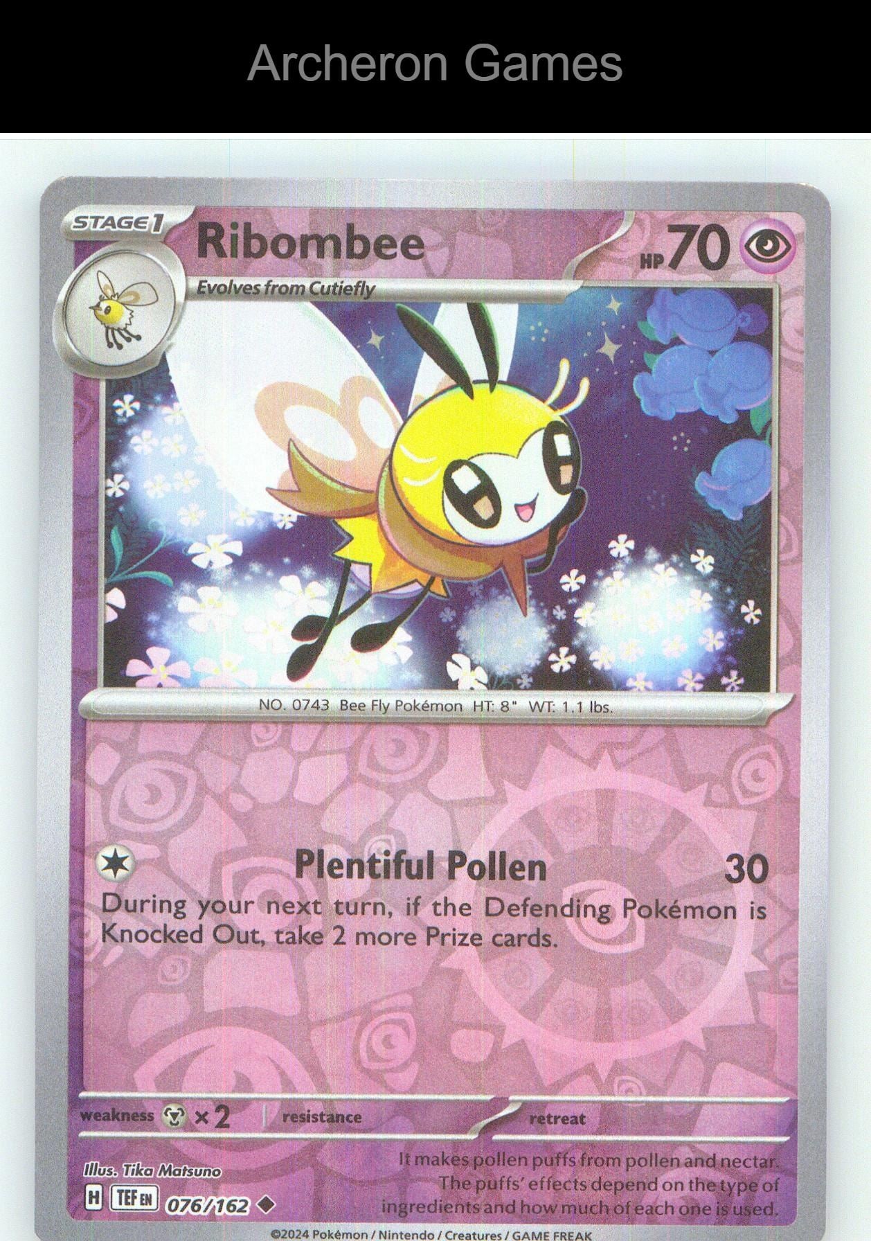 Pokemon Card Ribombee TEF 076/162 UC Temporal Forces Reverse Holo