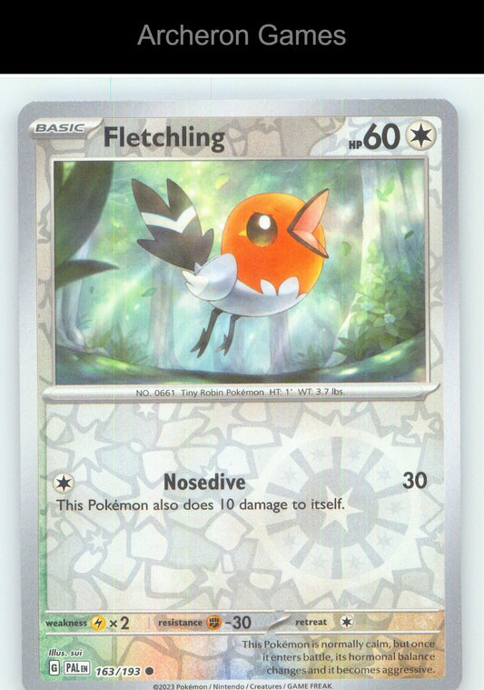 Pokemon Card Fletchling PAL 163/193 C Paldea Evolved Reverse Holo