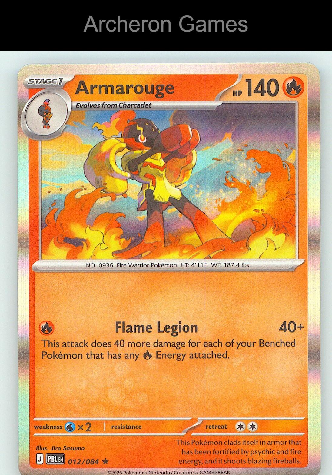 Pokemon Card Armarouge ME05 012/084 R Pitch Black Holo
