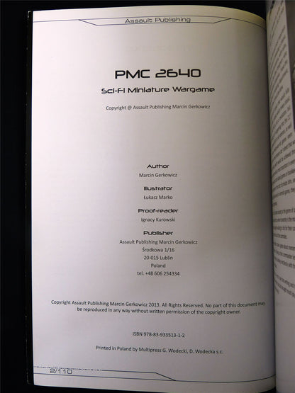 Assault Publishing PMC 2640: Sci-Fi Miniatures Wargame - Rulebook Softback #2UH