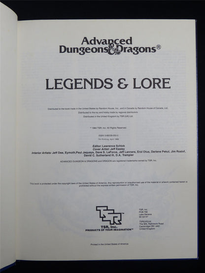 Official Advanced D&D: Legends & Lore - Roleplay Hardback #1GL