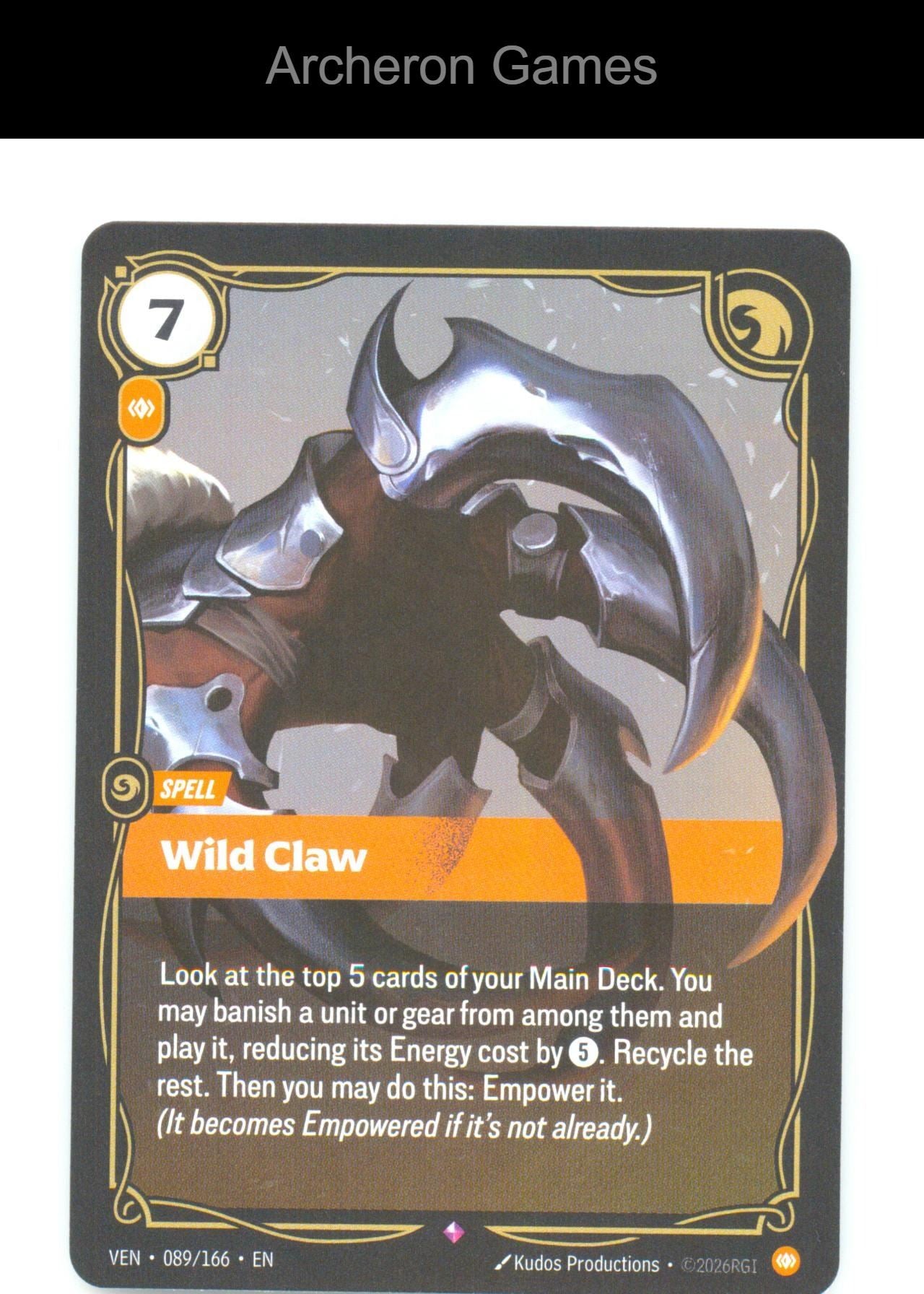 Wild Claw VEN 089/166 R Vendetta Riftbound Card Foil