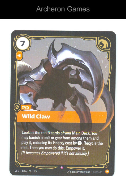 Wild Claw VEN 089/166 R Vendetta Riftbound Card Foil