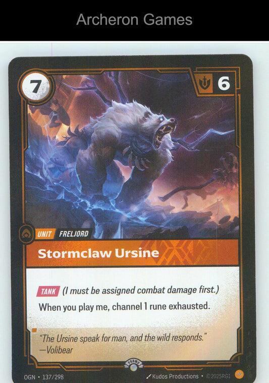 Stormclaw Ursine OGN 137/298 C Origins Riftbound Card