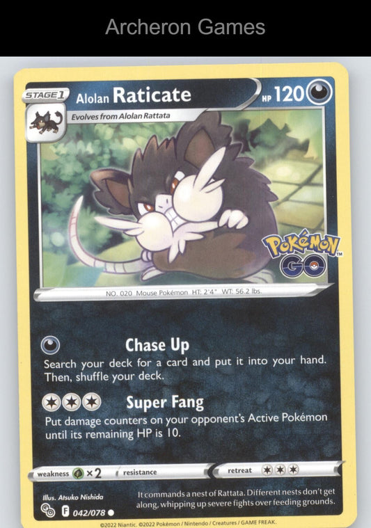Pokemon Card Alolan Raticate PGO 042/078 C Pokemon GO