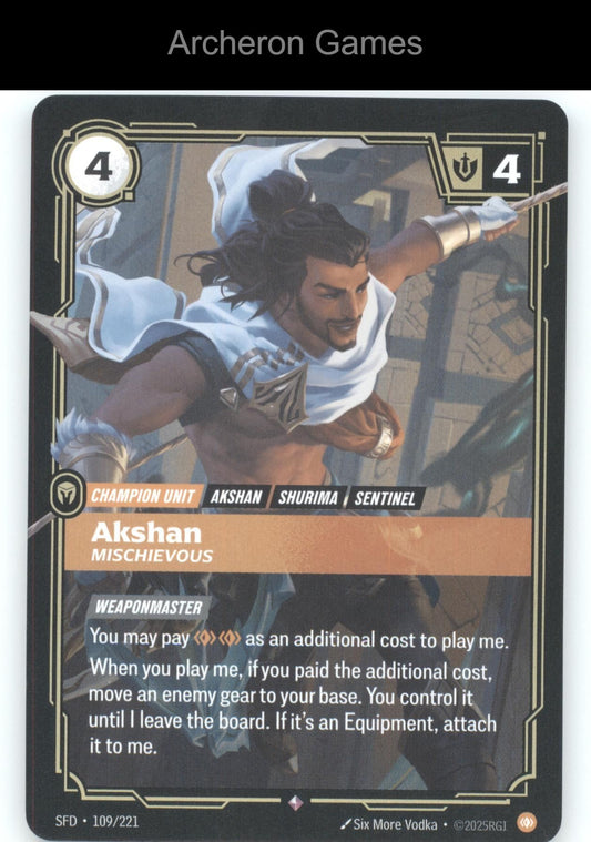 Akshan - Mischievous SFD 109/221 R  Card Spiritforged