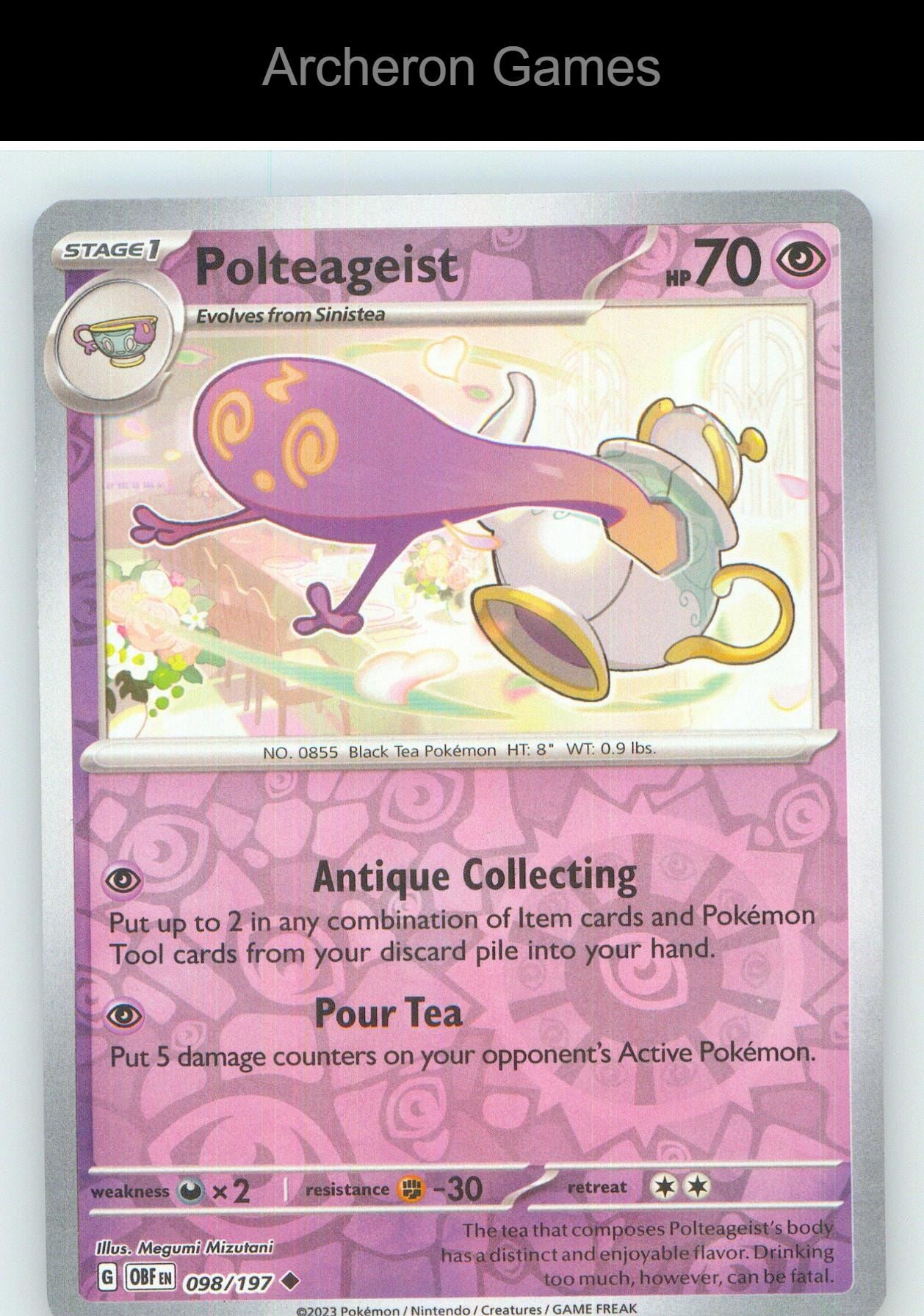 Pokemon Card Polteageist OBF 098/197 UC Obsidian Flames Reverse Holo
