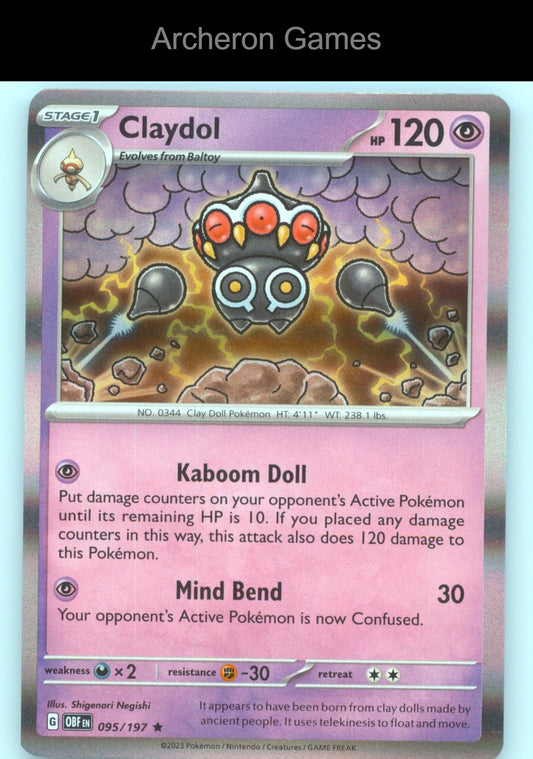 Pokemon Card Claydol OBF 095/197 R Obsidian Flames Holo