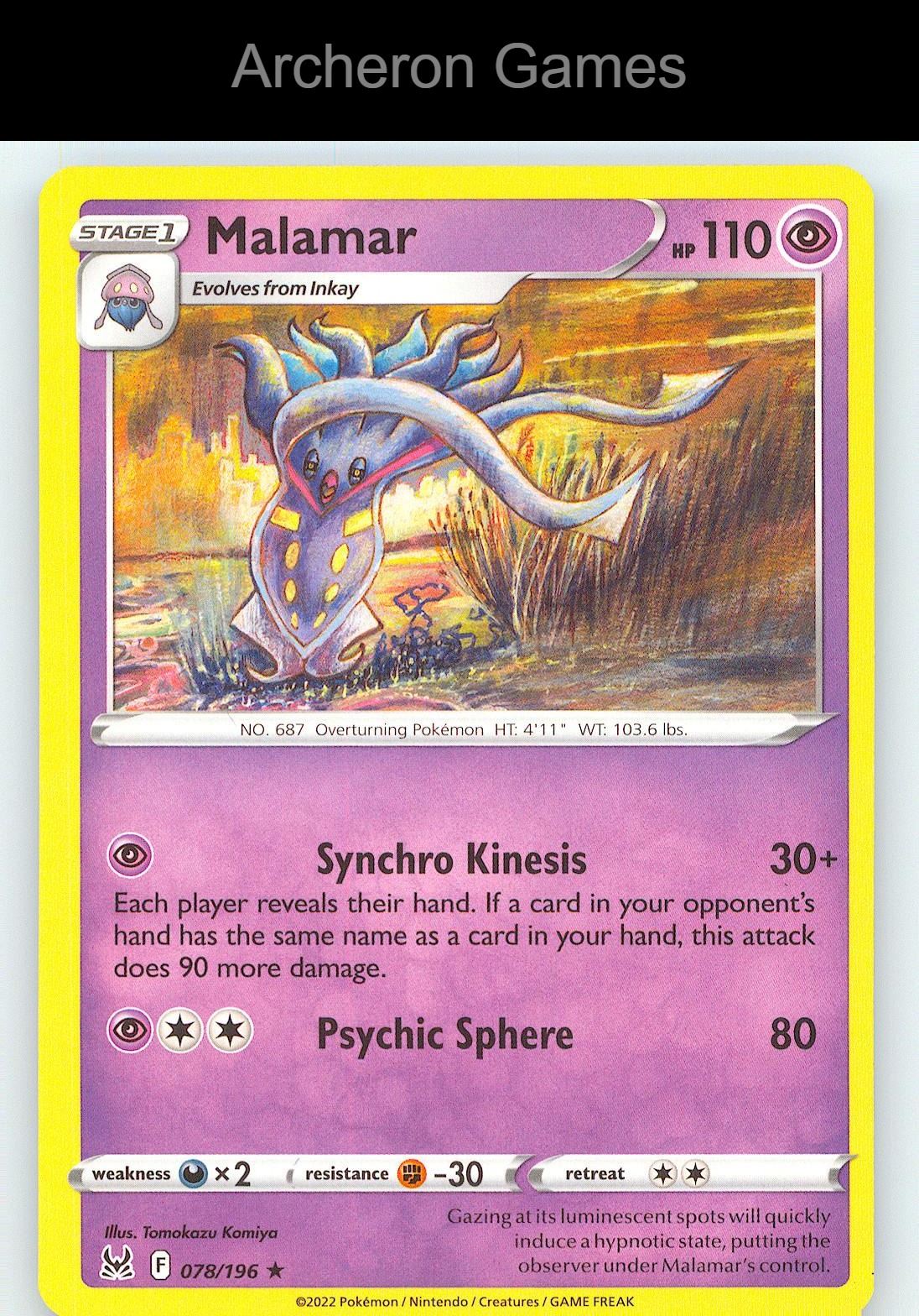 Pokemon Card Malamar LOR 078/196 R Lost Origin
