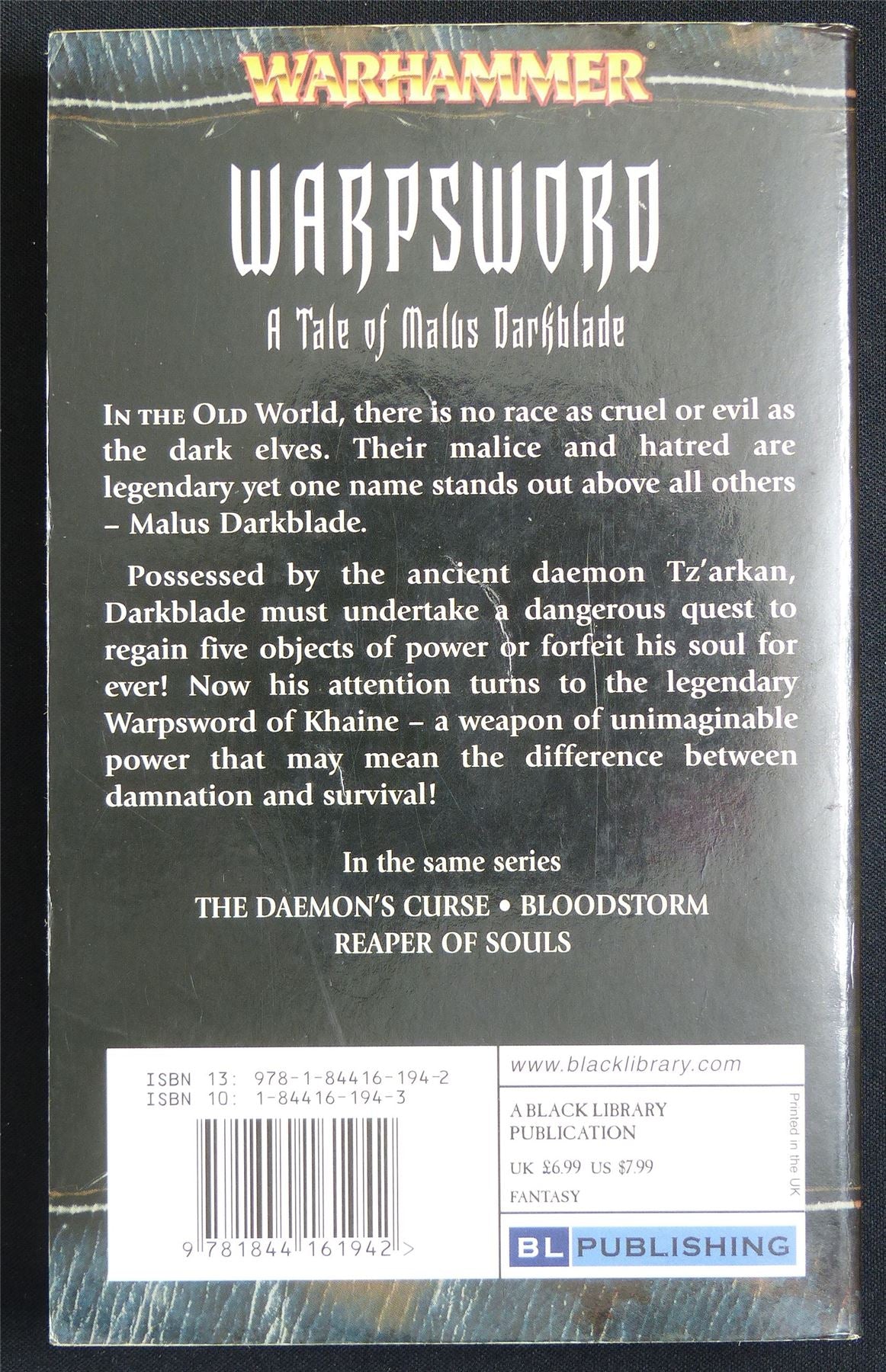 Warpsword: A Tale of Malus Darkblade - Warhammer Novel Softback #2L1