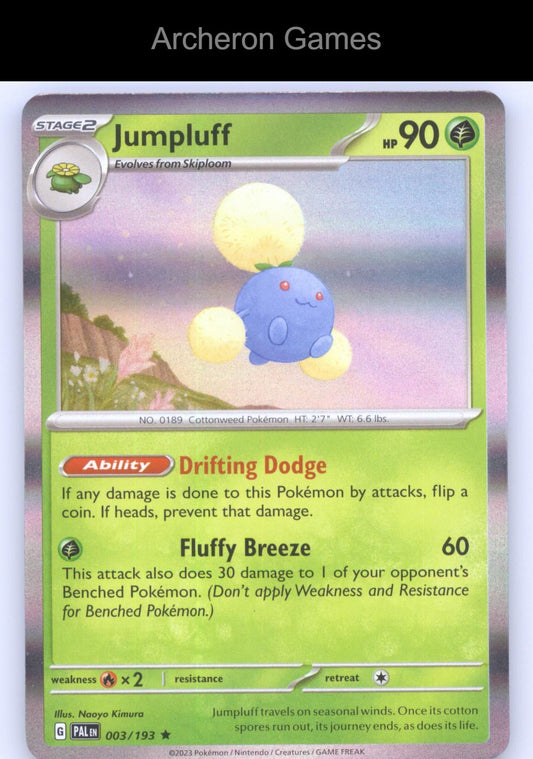 Pokemon Card Jumpluff PAL 003/193 R Paldea Evolved Holo
