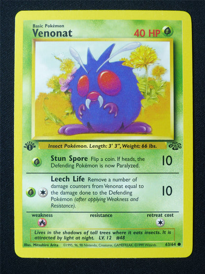 Venonat 63/64 1st Edition Jungle NM - Pokemon Card #H4