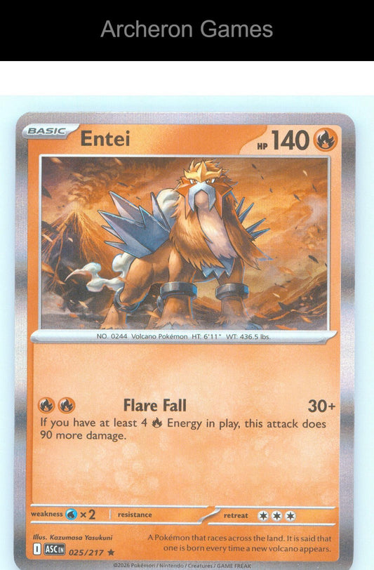 Pokemon Card Entei ASC 025/217 R Ascended Heroes Holo