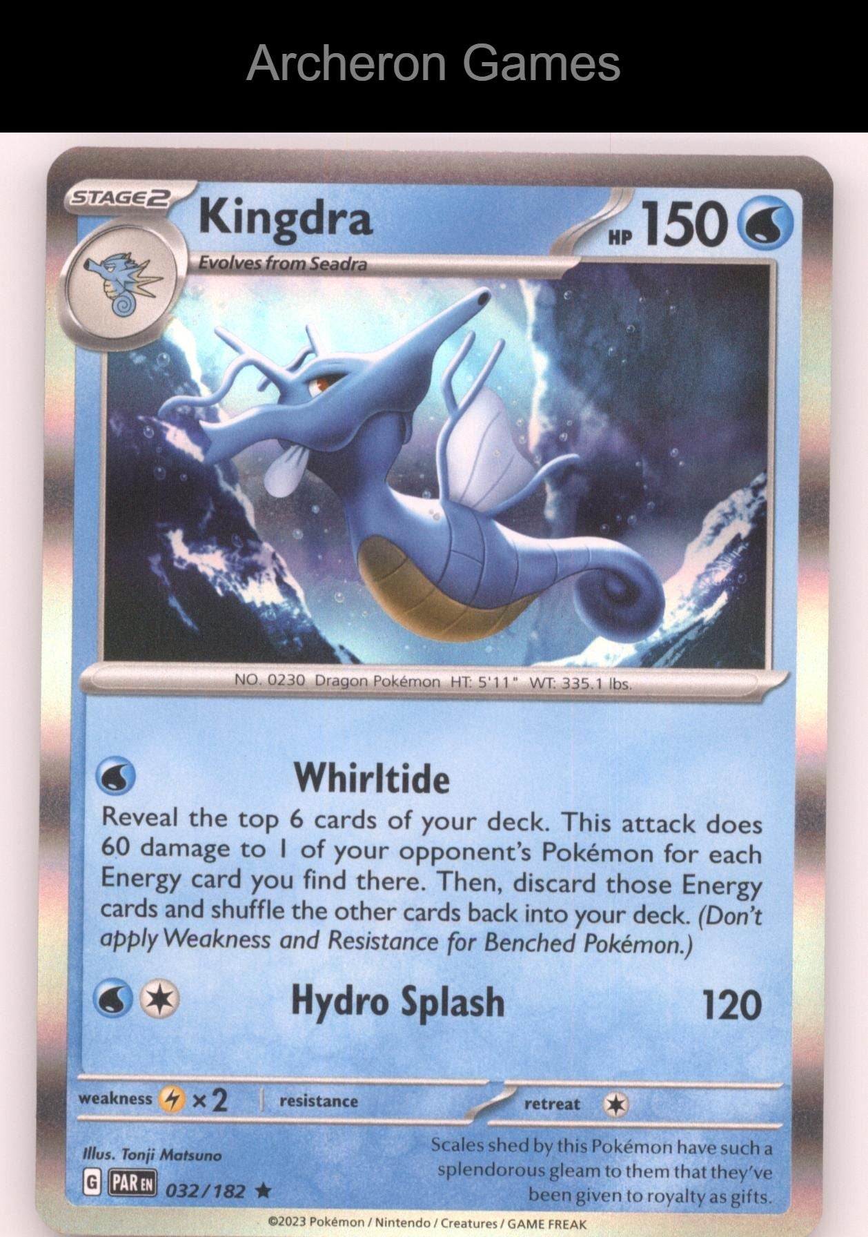 Pokemon Card Kingdra PAR 032/182 R Paradox Rift Holo