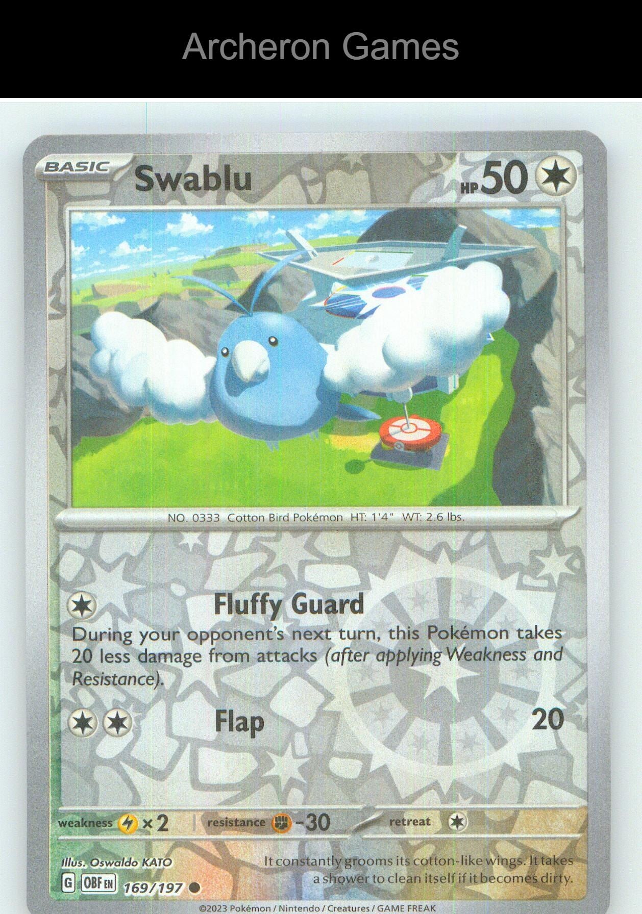 Pokemon Card Swablu OBF 169/197 C Obsidian Flames Reverse Holo