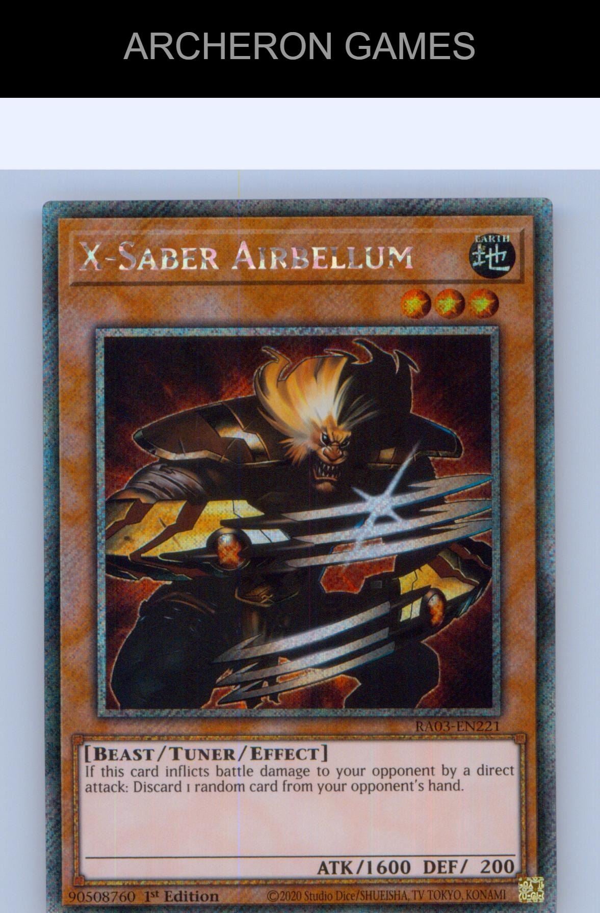 X-Saber Airbellum (Platinum Secret Rare) YUGIOH Card 1st Edition