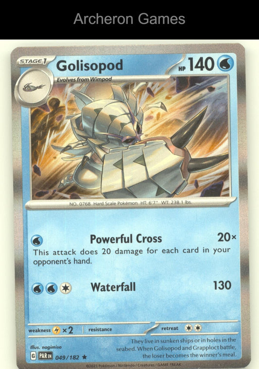 Pokemon Card Golisopod PAR 049/182 R Paradox Rift Holo
