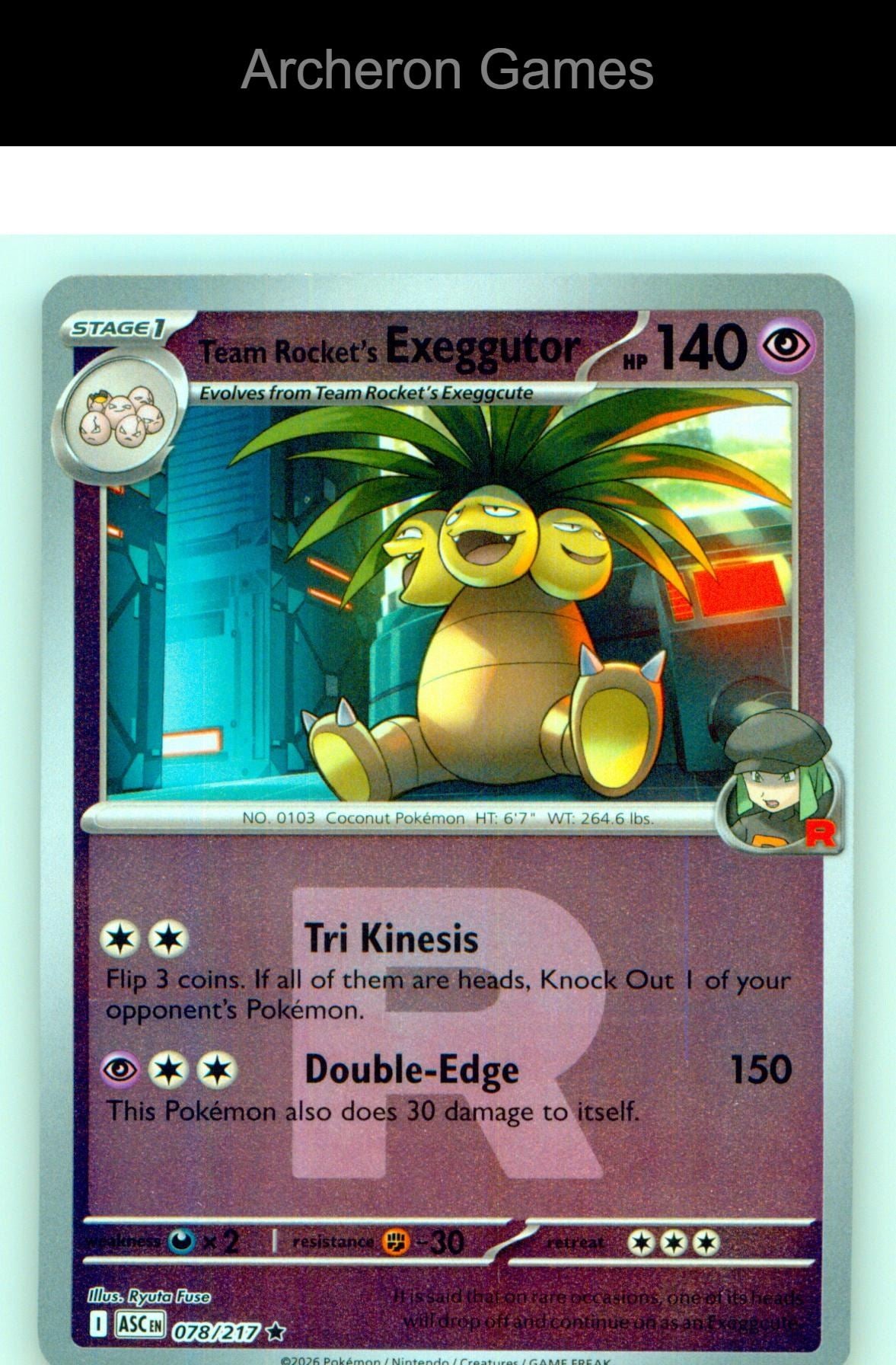 Pokemon Card Team Rocket's exeggutor (Team Rocket) ASC 078/217  Reverse Holo