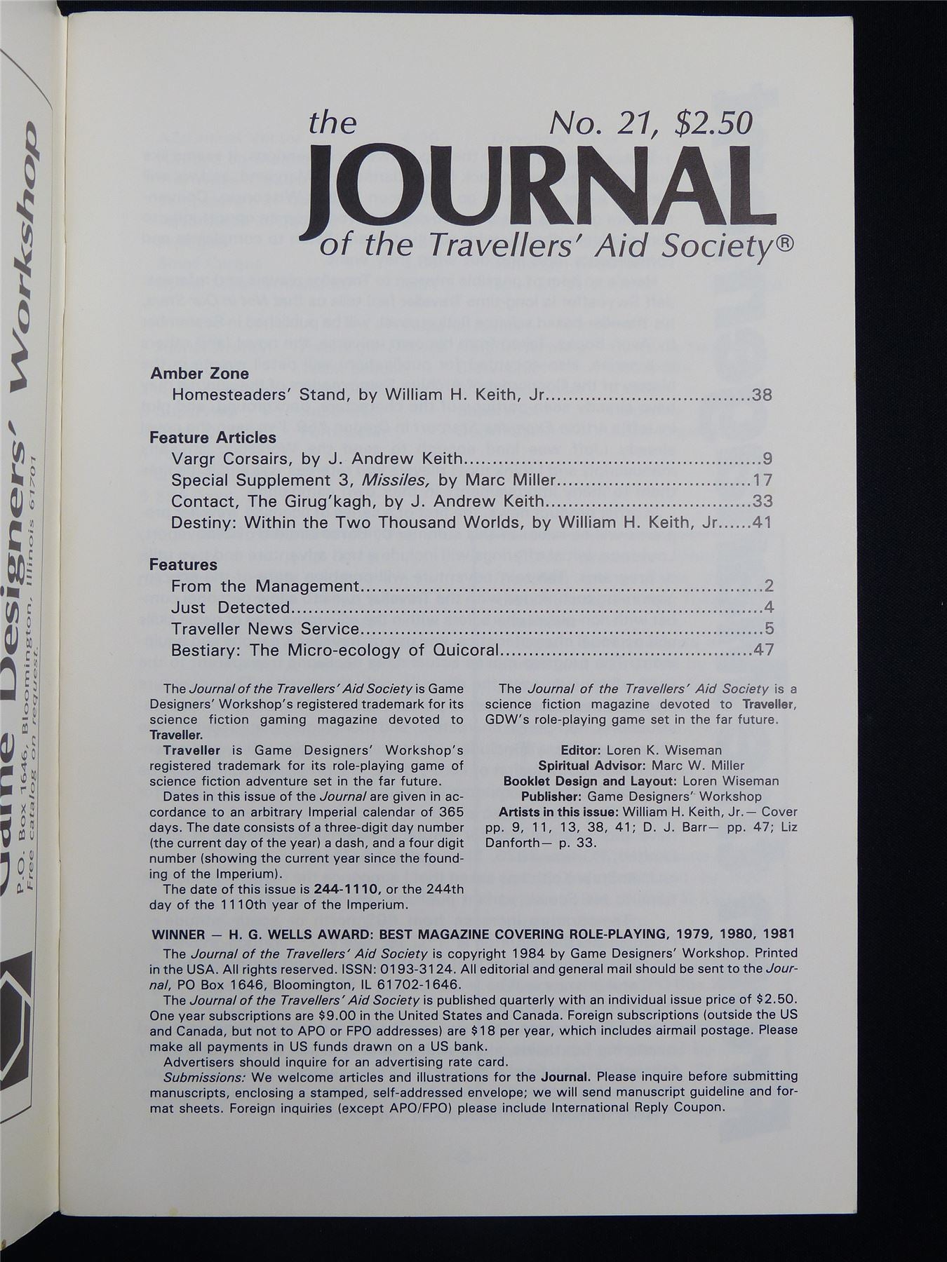 The Journal of the Travellers' Aid Society #21 - Roleplaying Booklet #2TK