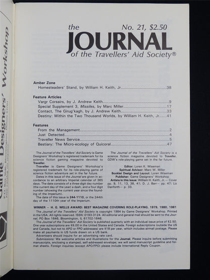 The Journal of the Travellers' Aid Society #21 - Roleplaying Booklet #2TK