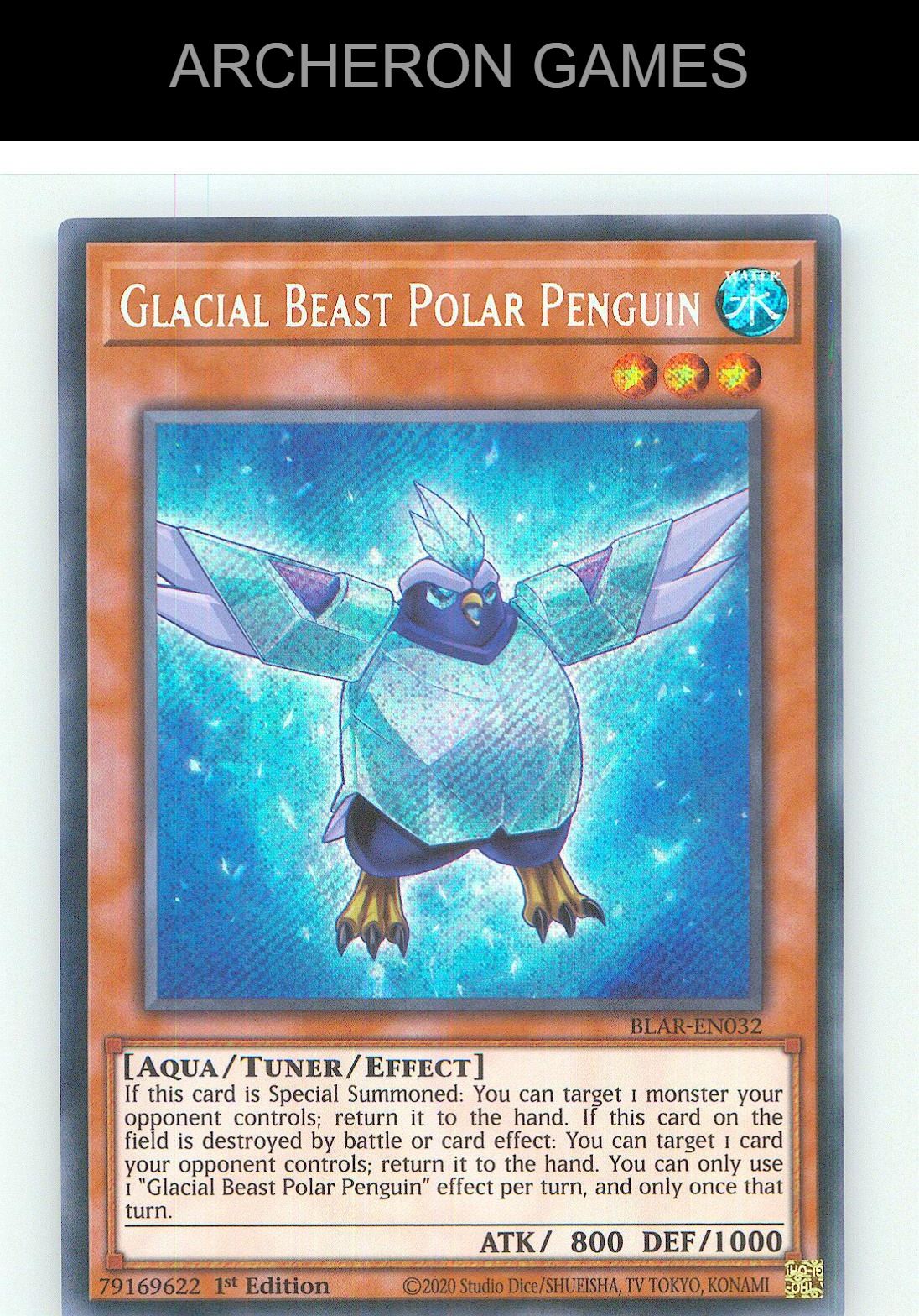 Glacial Beast Polar Penguin SEC YUGIOH Card 1st Edition