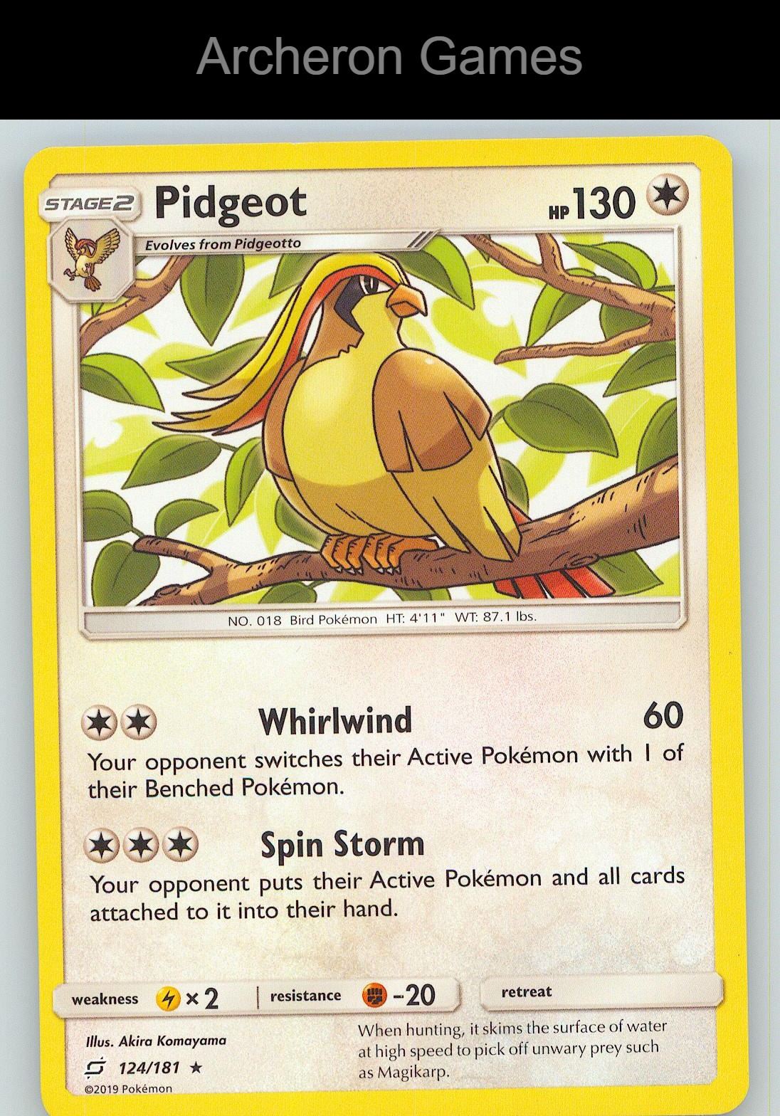 Pokemon Card Pidgeot TEU 124/181 R Team Up