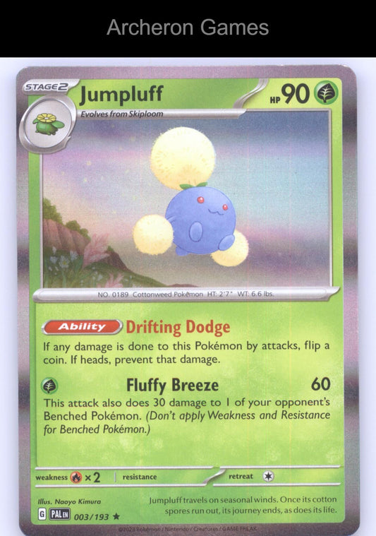 Pokemon Card Jumpluff PAL 003/193 R Paldea Evolved Holo