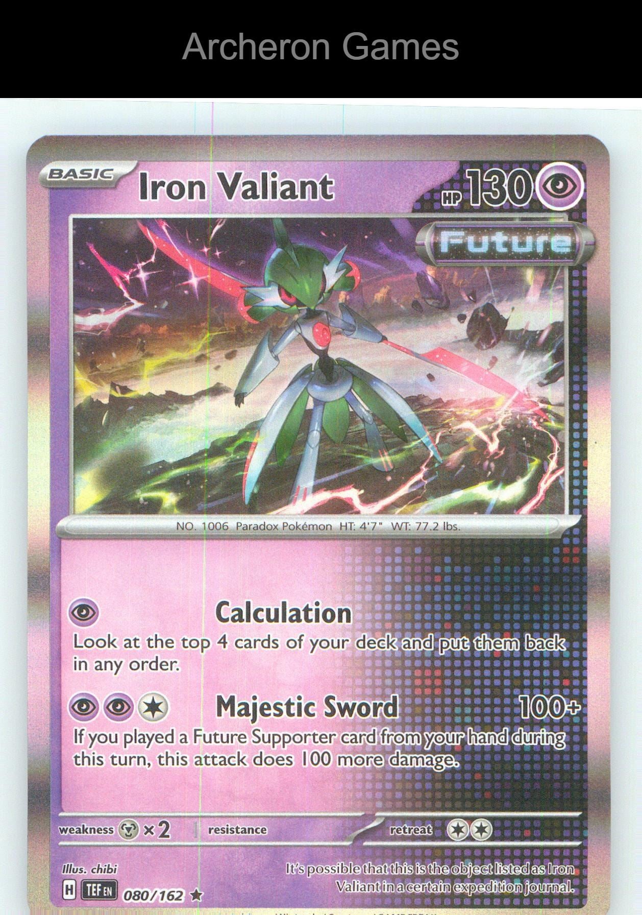 Pokemon Card Iron Valiant TEF 080/162 R Temporal Forces Holo
