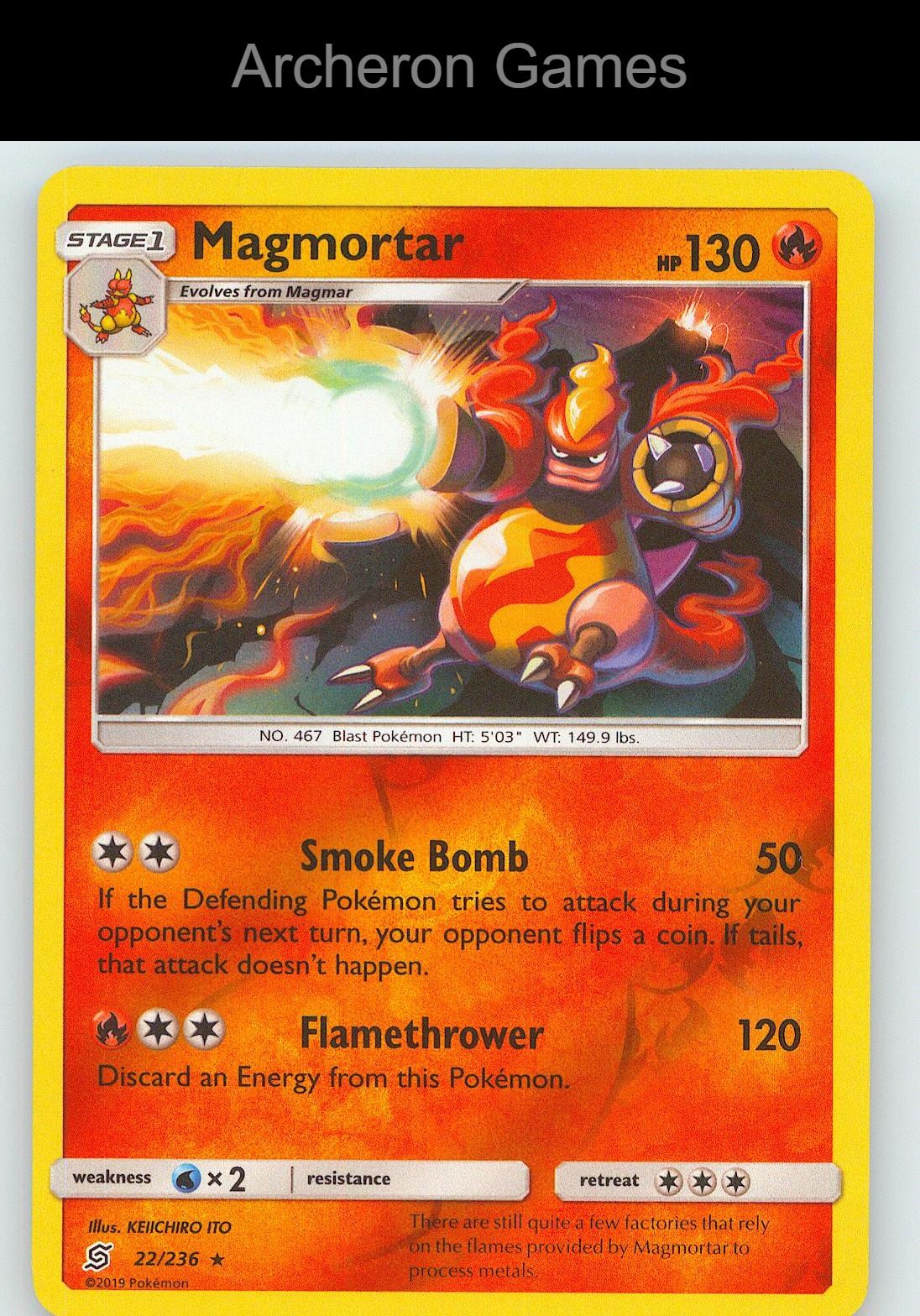 Pokemon Card Magmortar UNM 22/236 R Unified Minds Reverse Holo