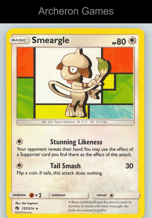 Pokemon Card Smeargle LOT 157/214 R Lost Thunder