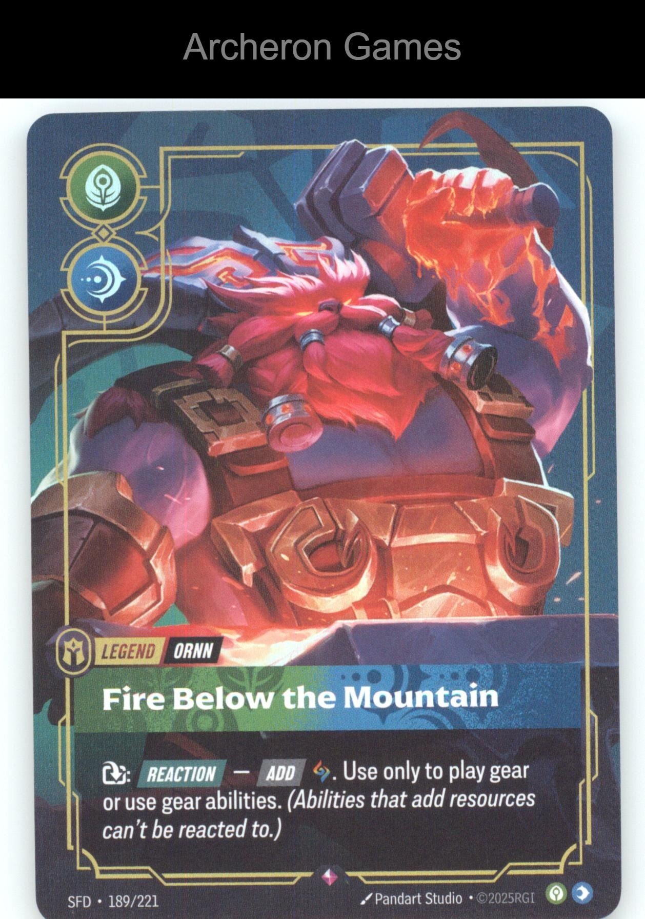 Ornn - Fire Below the Mountain SFD 189/221 R  Card Spiritforged