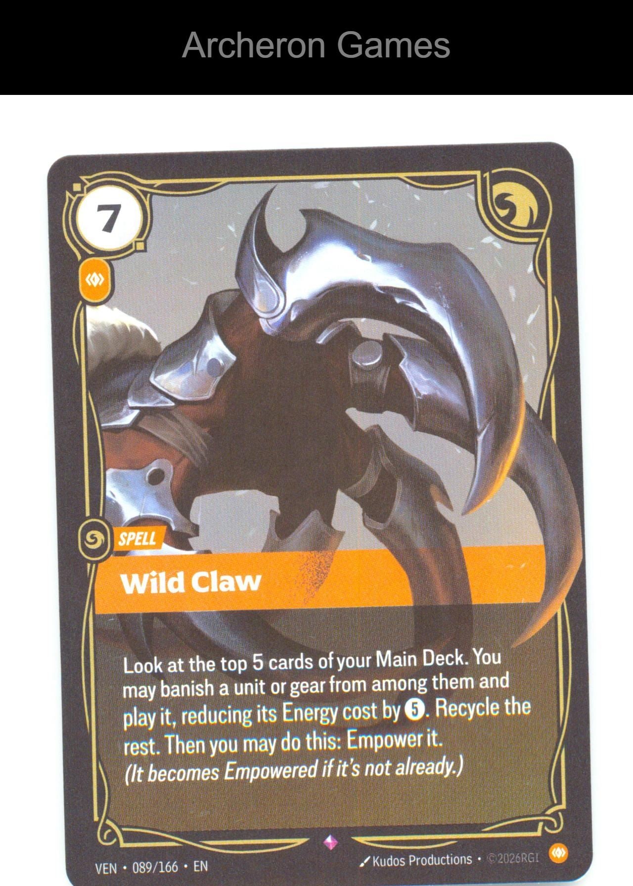 Wild Claw VEN 089/166 R Vendetta Riftbound Card Foil