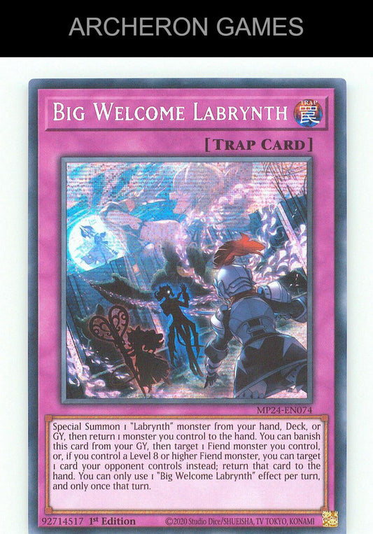 Big Welcome Labrynth SEC YUGIOH Card