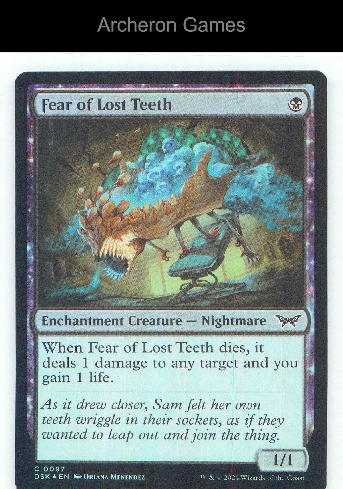 Fear of Lost Teeth DSK 97 C MTG Card NM/EX+ Foil