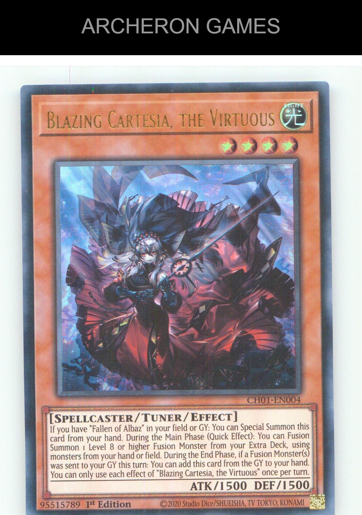 Blazing Cartesia, the Virtuous UR YUGIOH Card 1st Edition