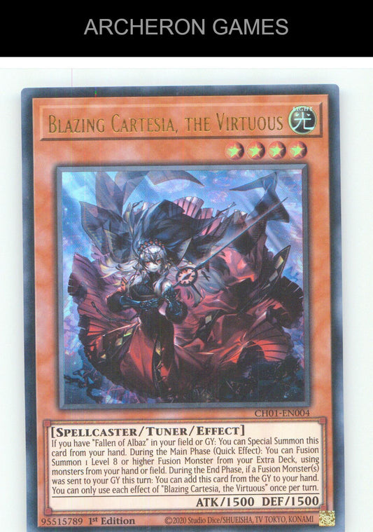 Blazing Cartesia, the Virtuous UR YUGIOH Card 1st Edition