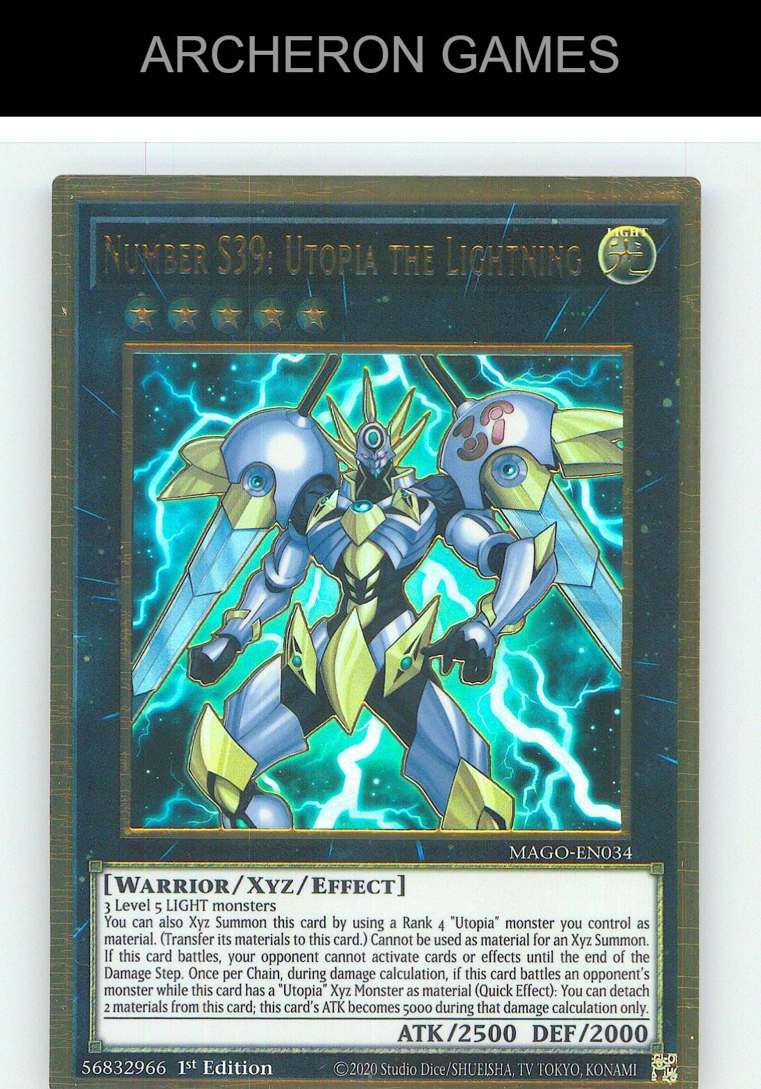 Number S39: Utopia the Lightning Premium Gold Rare YUGIOH Card 1st Edition