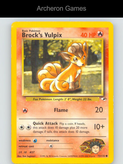 Pokemon Card Brock's Vulpix G1 73/132 C Gym Heroes Unlimited