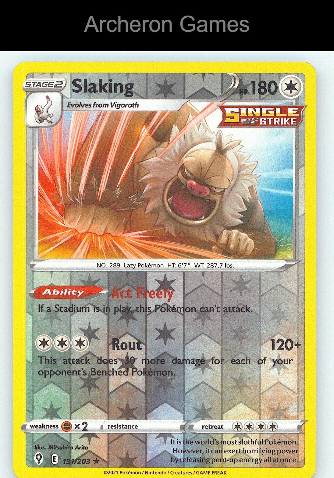 Pokemon Card Slaking EVS 131/203 R Evolving Skies Reverse Holo
