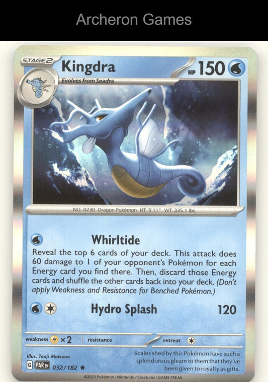Pokemon Card Kingdra PAR 032/182 R Paradox Rift Holo