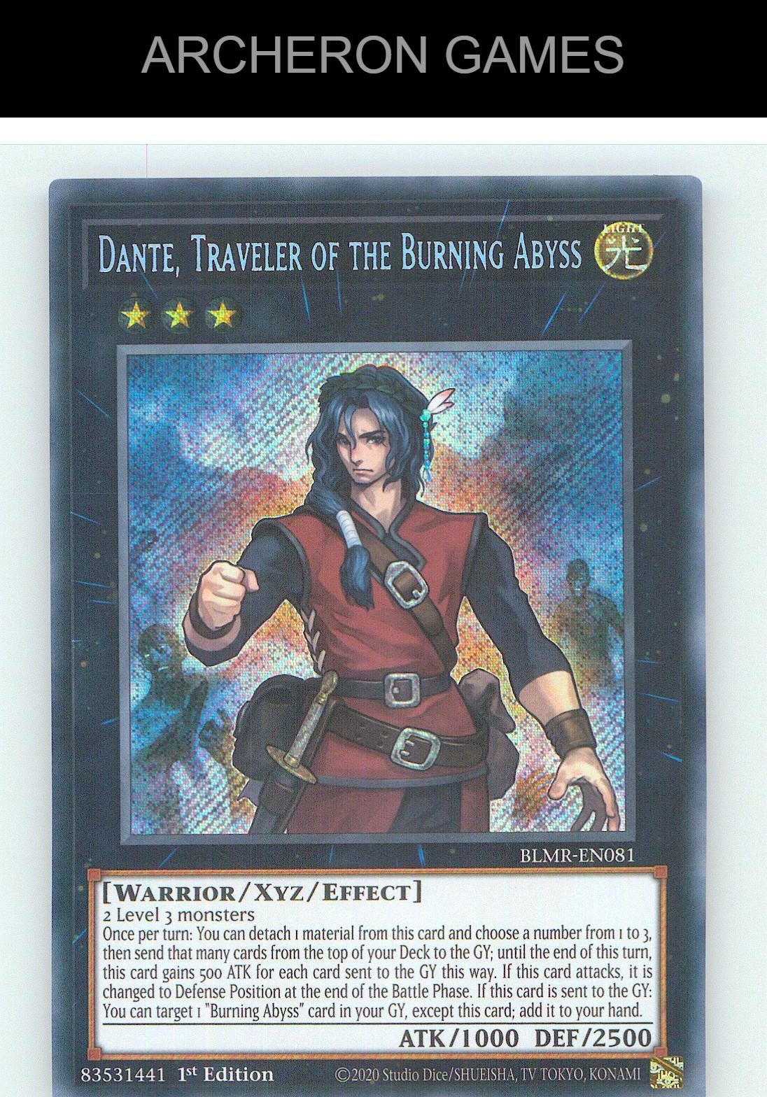 Dante, Traveler of the Burning Abyss SEC YUGIOH Card 1st Edition