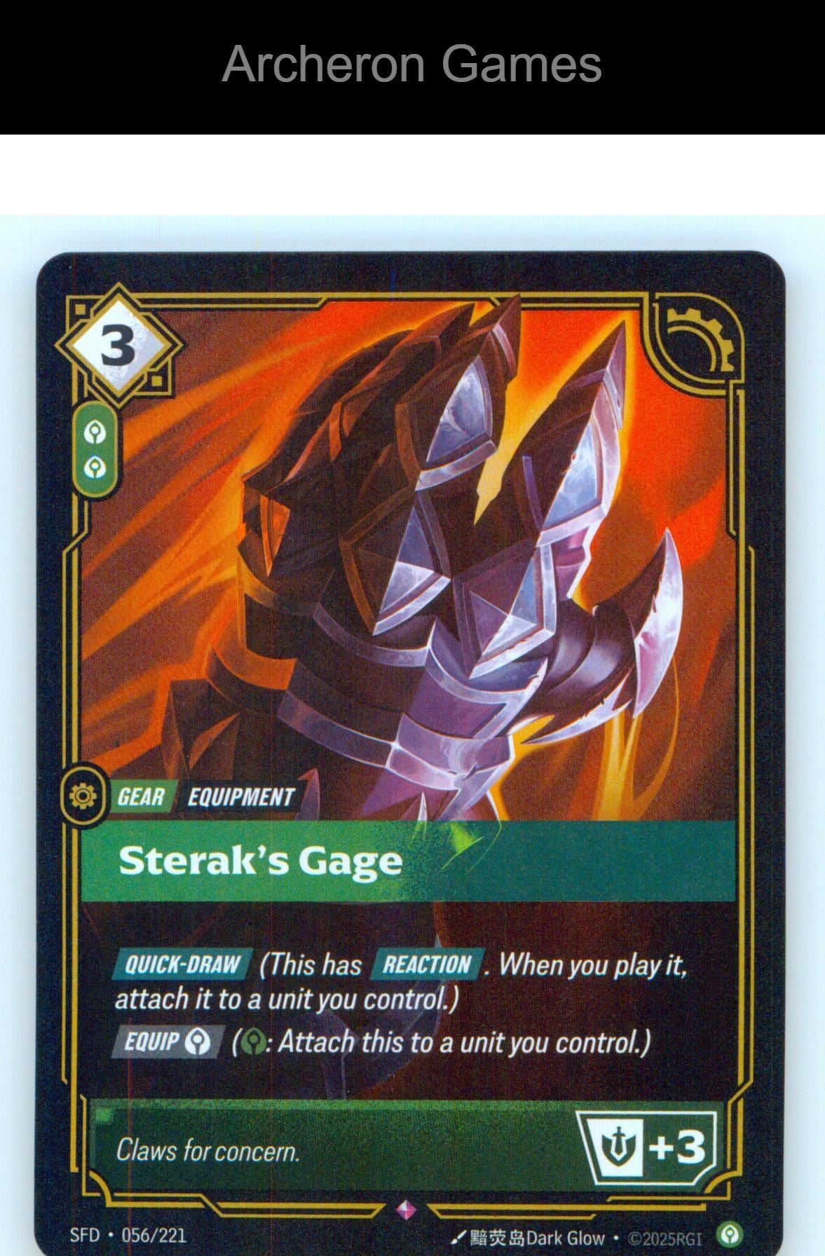 Sterak's Gage SFD 056/221 R Spiritforged Riftbound Card