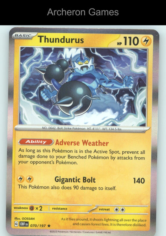 Pokemon Card Thundurus OBF 070/197 R Obsidian Flames Holo