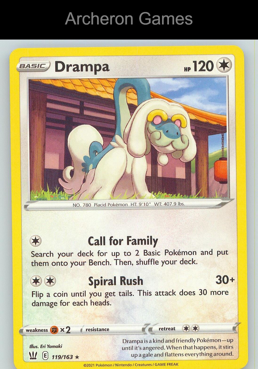 Pokemon Card Drampa BST 119/163 R Battle Styles