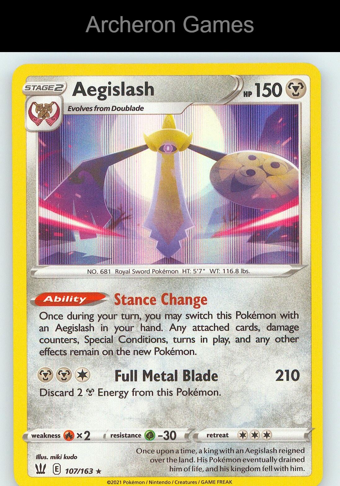 Pokemon Card Aegislash BST 107/163 Line Holo R Battle Styles